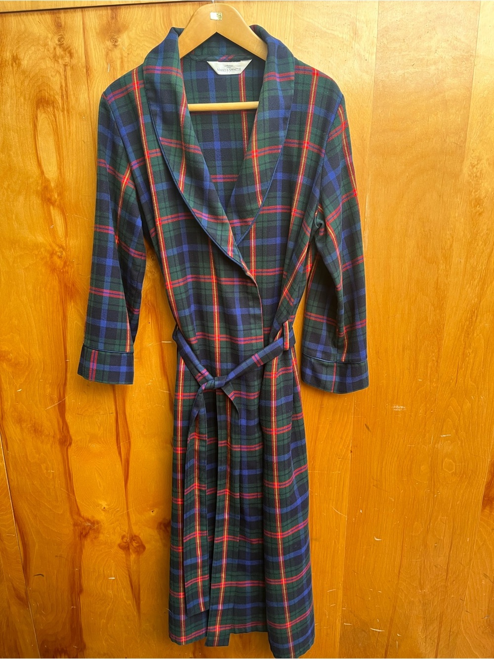 M&S St Michael Vintage Plaid Lounge Robe | Made in UK | Medium